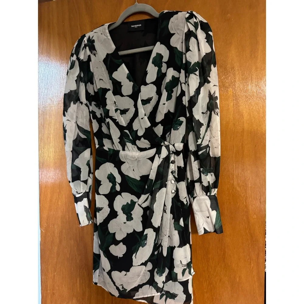 The Kooples Paris Dolce Vita Floral Print Faux Wrap Mini Dress Size 0 - Picture 5 of 9